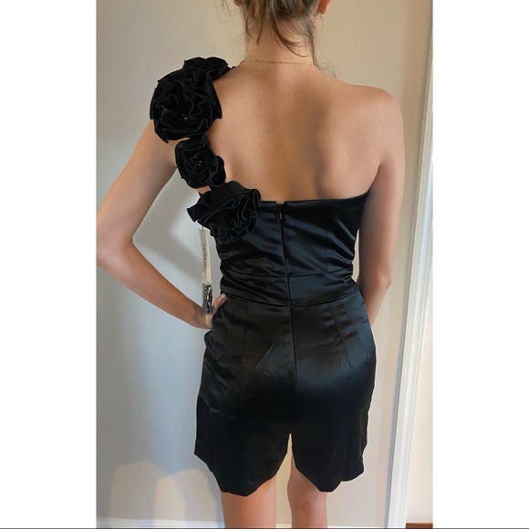 Jovani One Shoulder Romper Black - Picture 4 of 6